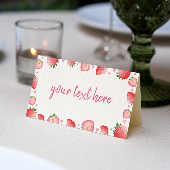 Strawberry Food Tent Place Card Berry Sweet (Creator Uploaded)