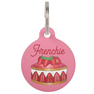 Strawberry Fraisier Cake French Pastry Chef Bakery Pet Tag