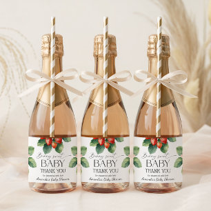 Strawberry Fresh Market Berry Sweet Baby Shower Sparkling Wine Label