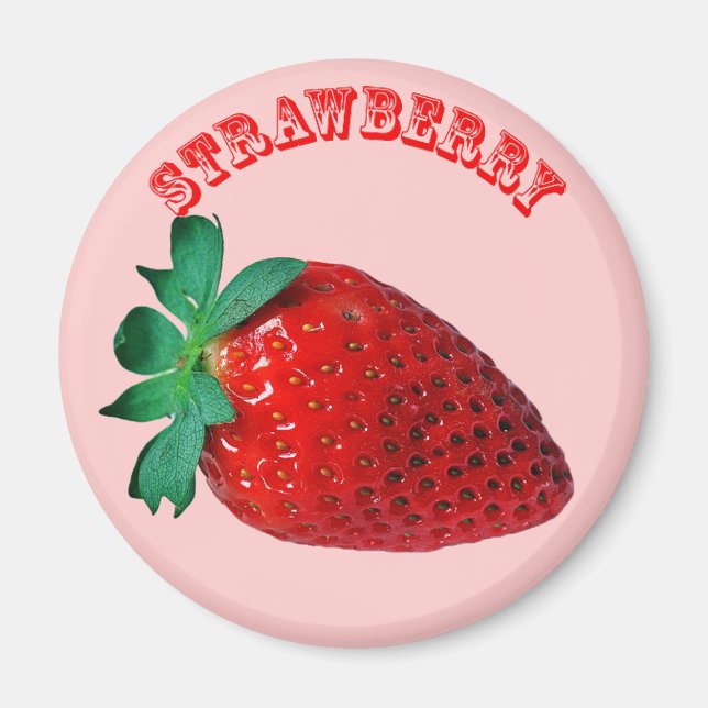 Strawberry - (Fridge Magnet Round) (Front)