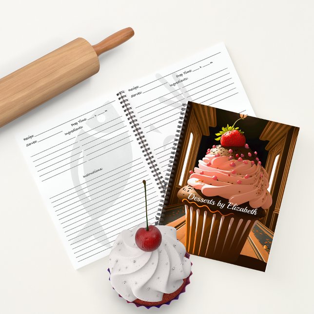 Strawberry Frosted Cupcake Dessert Recipes Notebook (Creator Uploaded)