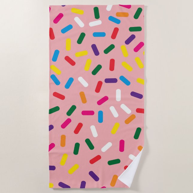 Strawberry Frosted Sprinkles Beach Towel (Front)