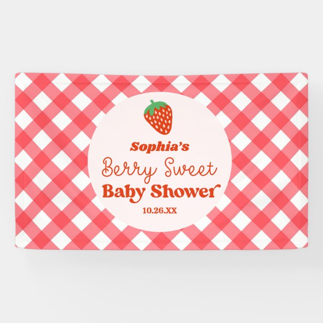 Strawberry Fruit A Berry Sweet Baby Shower Banner (Horizontal)
