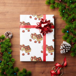 Strawberry fruit a box of sweets wrapping paper