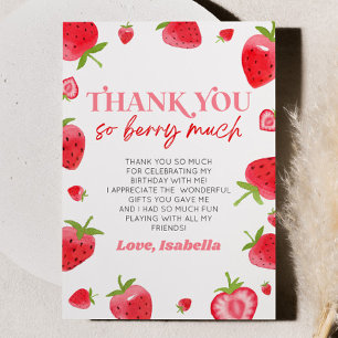 Strawberry Fruit Berry Sweet Birthday Party Thank You Card