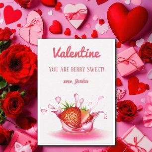 Strawberry Fruit Berry Sweet Valentines Day Card