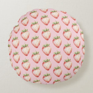 Strawberry Fruit Birthday Round Cushion