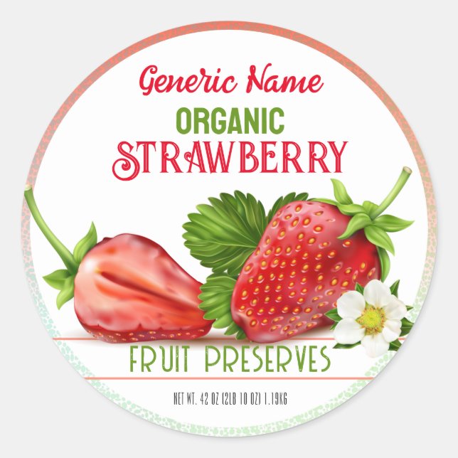 Strawberry Fruit Canning Classic Round Sticker (Front)