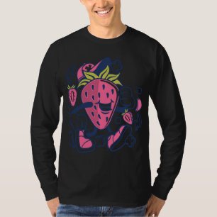 Strawberry Fruit Cartoon Character Funny T-Shirt