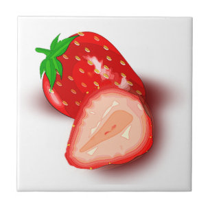 Strawberry Fruit Customisable Image Template White Ceramic Tile