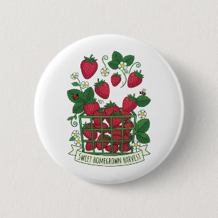 Strawberry Fruit Food Berry Sweet Basket 6 Cm Round Badge