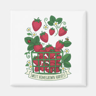 Strawberry Fruit Food Berry Sweet Basket Magnet