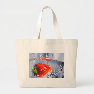 Strawberry fruit in water photography beautiful large tote bag