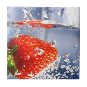 Strawberry fruit in water photography beautiful tile