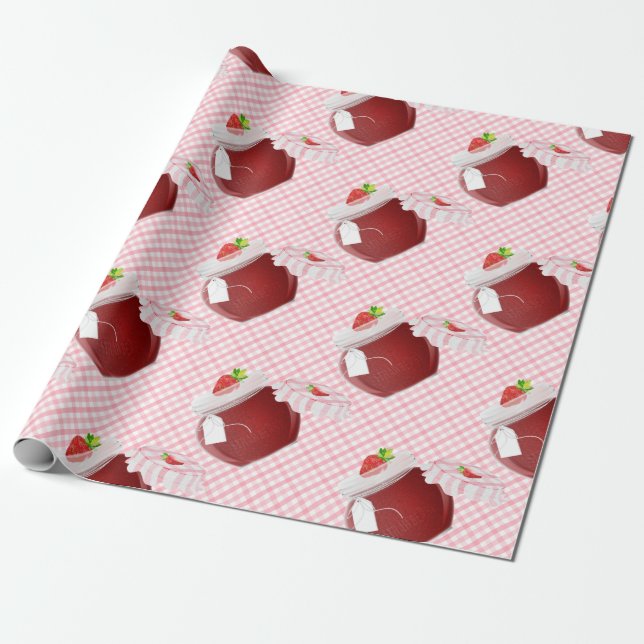 Strawberry Fruit Jam Wrapping Paper (Unrolled)