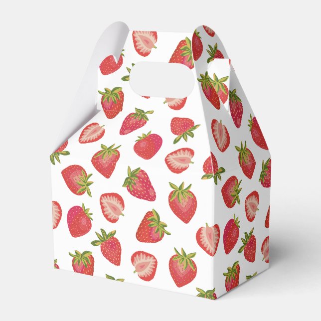 Strawberry fruit pattern favour box (Front Side)