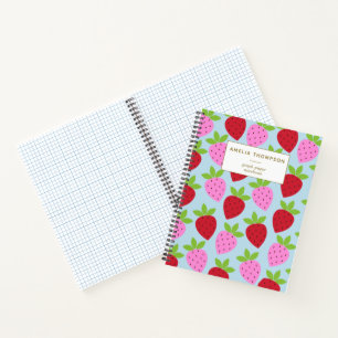 Strawberry Fruit Pattern Personalised Graph Paper Notebook