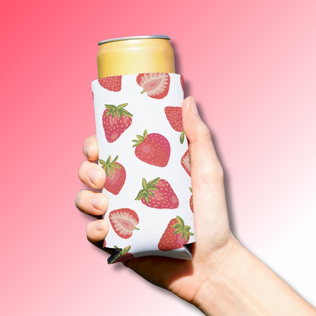 Strawberry Fruit Pattern Seltzer Can Cooler (Creator Uploaded)