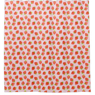 Strawberry Fruit Pink Red Pretty Summer Pattern Shower Curtain