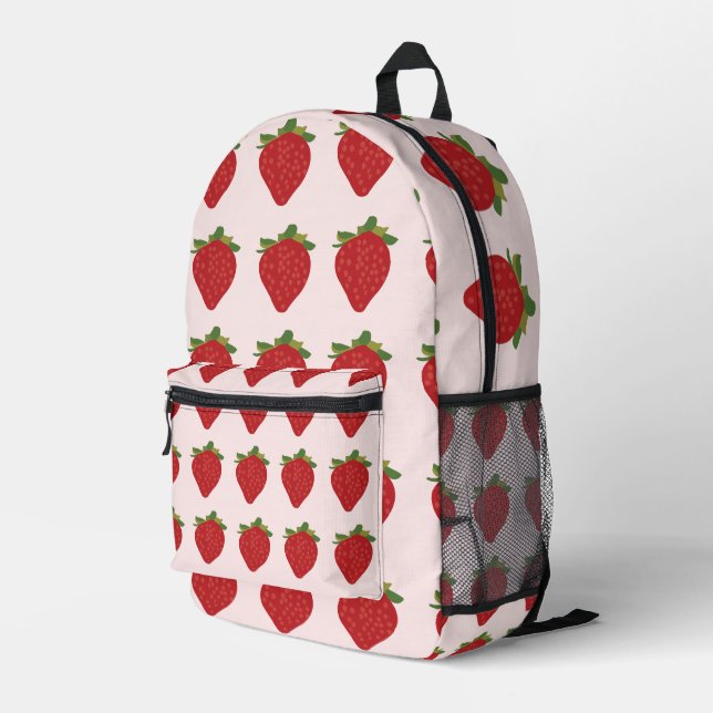 Strawberry Fruit Summer Strawberries Printed Backpack (Back Corner Right)