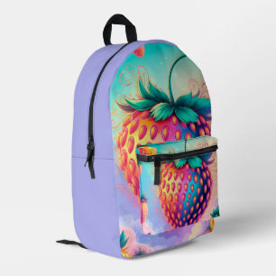 Strawberry Fruit-Themed Printed Backpack