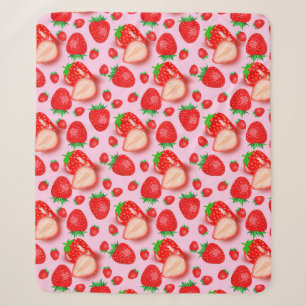 Strawberry Fruits on Pink Pattern Design Sherpa Blanket