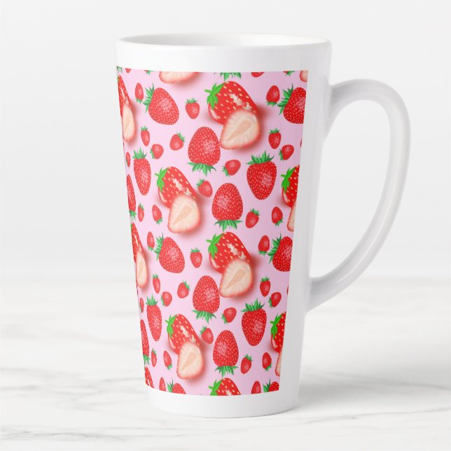 Strawberry Fruity Pattern Latte Mug (Right)
