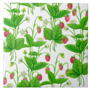 Strawberry garden ceramic tile