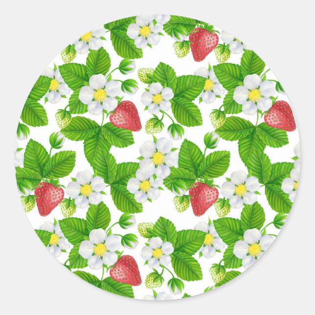 Strawberry garden classic round sticker (Front)