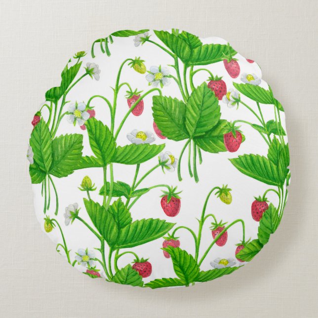 Strawberry garden round cushion (Front)