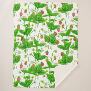 Strawberry garden sherpa blanket