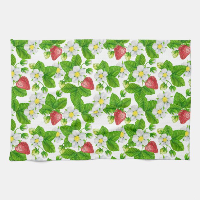 Strawberry garden tea towel (Horizontal)