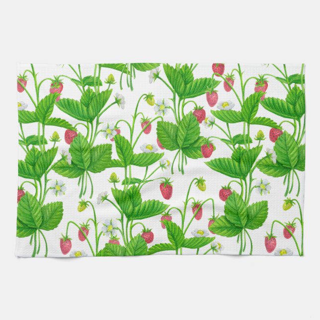 Strawberry garden tea towel (Horizontal)