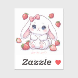 Strawberry Gaze Bunny - Cute Anime Eyes & Ribbon