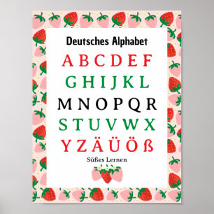 Strawberry German Alphabet Süßes Lernen Poster