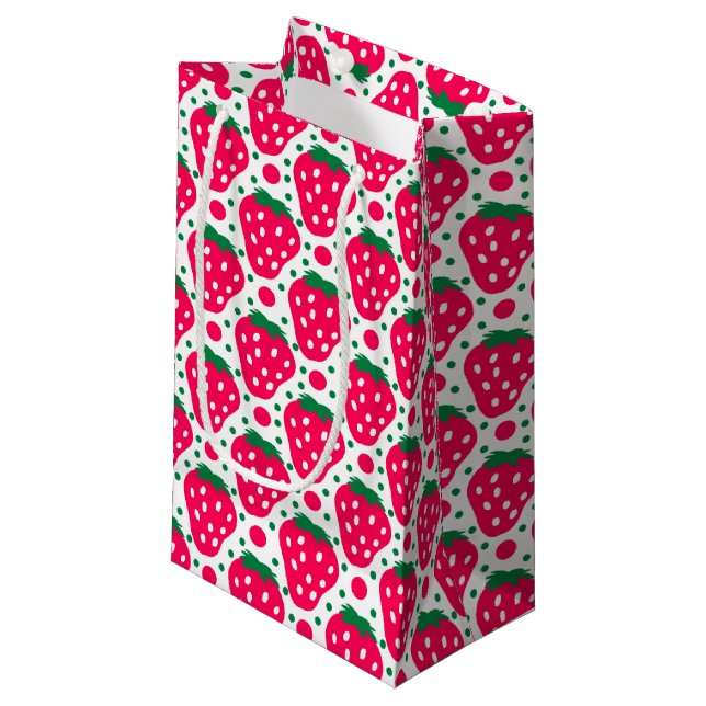 Strawberry Girl 1st Birthday Party Small Gift Bag (Front Angled)