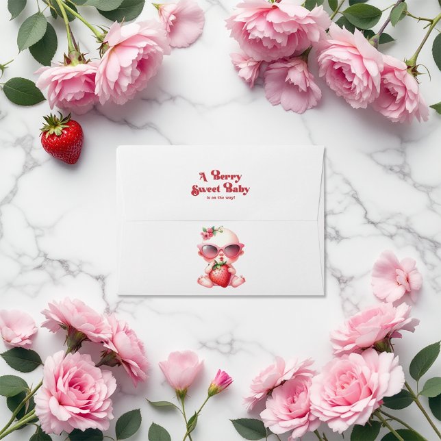 Strawberry Girl Berry Sweet Baby Shower Envelope (Strawberry Girl Berry Sweet Baby Shower Envelope)