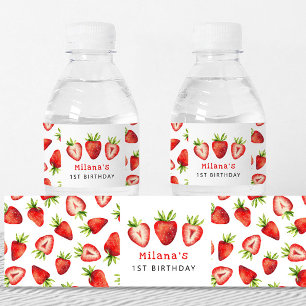 Strawberry Girl Birthday Party   Water Bottle Label
