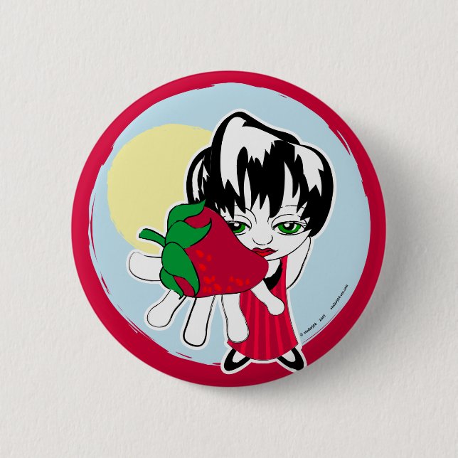 strawberry girl forever 6 cm round badge (Front)