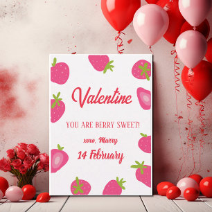 Strawberry Girl Sweet Valentines Day Card