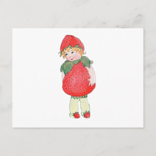Strawberry Girl - Vintage Illustration Postcard