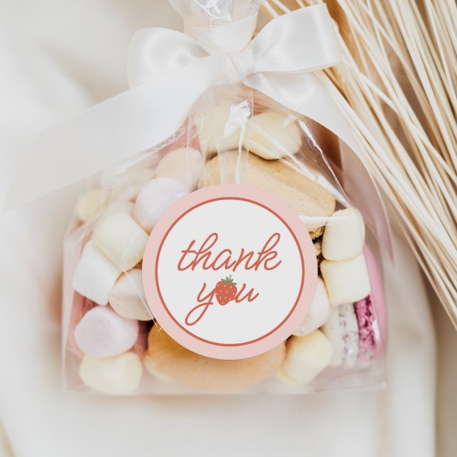 Strawberry Girls 1st Birthday Favour Classic Round Sticker (Creator Uploaded)