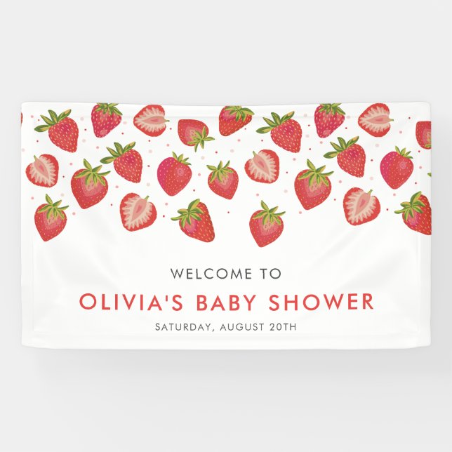 Strawberry Girls Baby Shower Banner (Horizontal)