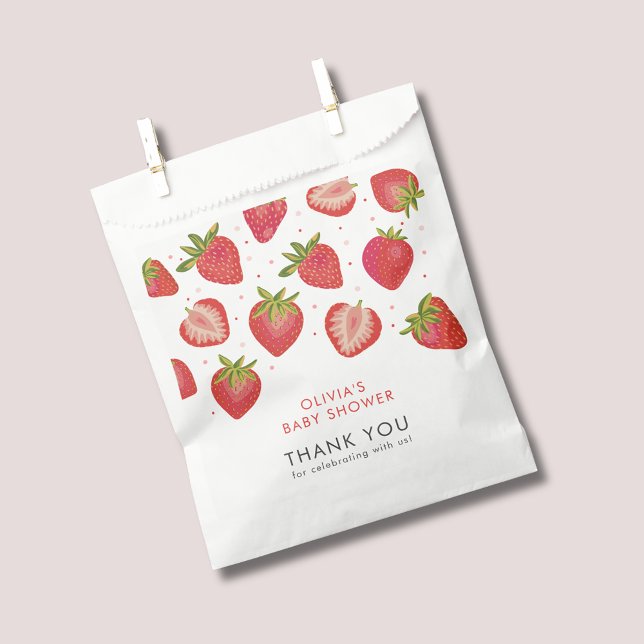 Strawberry Girls Baby Shower Favour Bag (Strawberry baby shower favor bag)
