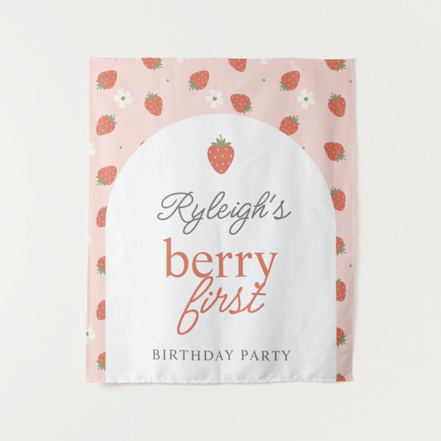 Strawberry Girls Berry First Birthday Party |  Tapestry (Front)