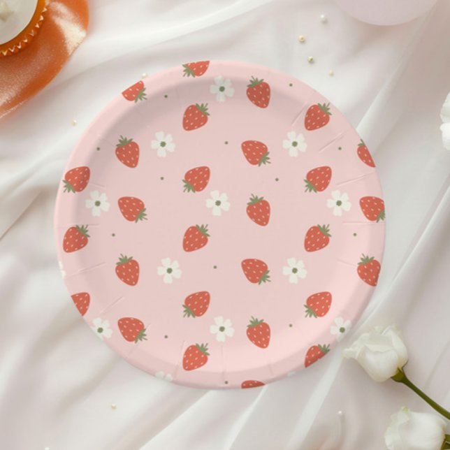 Strawberry Girls Birthday |  Paper Plate (Creator Uploaded)
