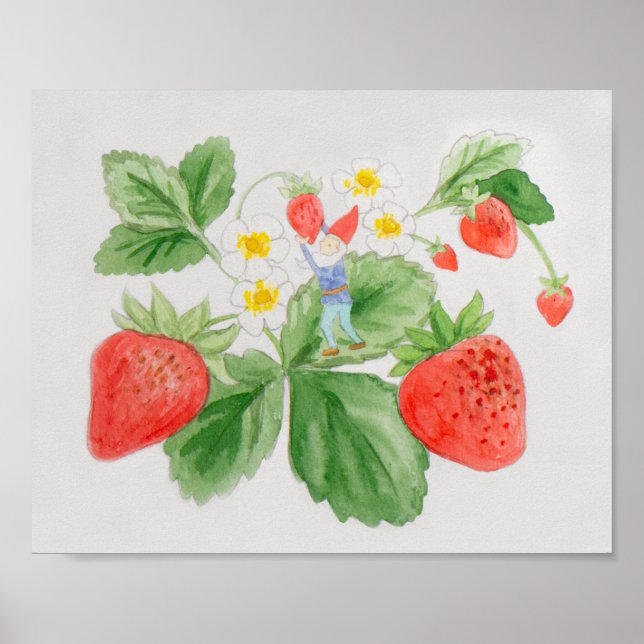 Strawberry Gnome art print (Front)
