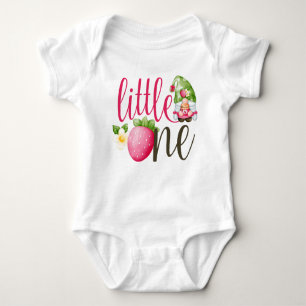Strawberry Gnome Garden Baby Girl's 1st Birthday Baby Bodysuit