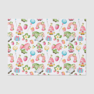 Strawberry Gnome Garden Little Girl's Birthday Tissue Paper