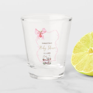Strawberry,Goose,Bow Frame Dots Baby Shower Shot Glass